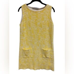 Lara Dress Shift Size Medium Light Sweater Knit Sleeveless w/pockets Yellow